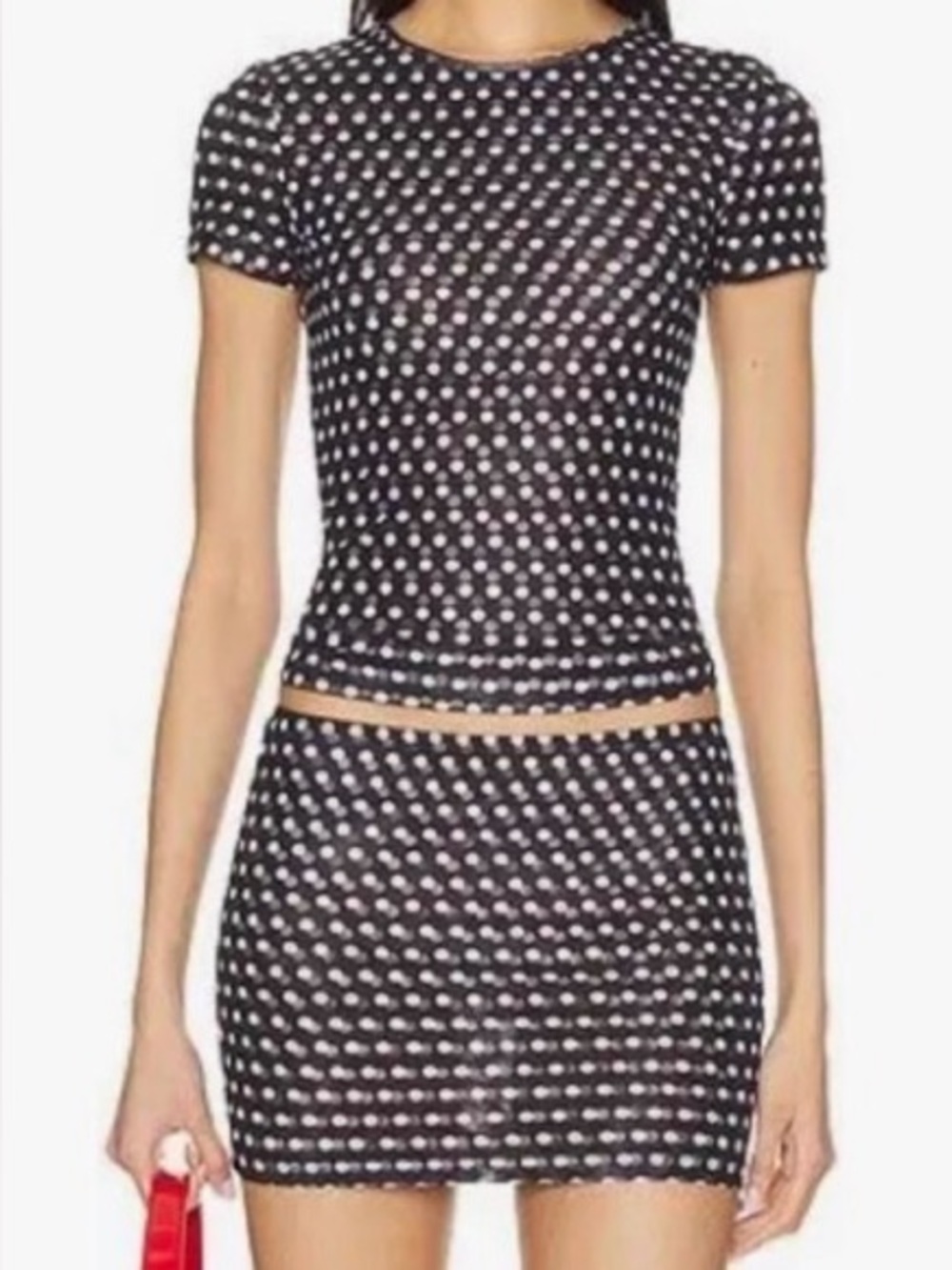 superdown Black and White Polka Dot Two-Piece Skirt Set